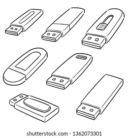 vector set of usb flash drive