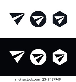 image vectorielle, ensemble, logo v, logo A, pointes de flèche, plans en papier, fusées à papier, Directions, triangles, cercles, carrés, cadres, noir et blanc