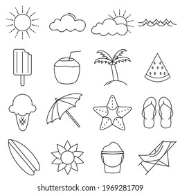 Vector set of vacation line icons. summer icon 