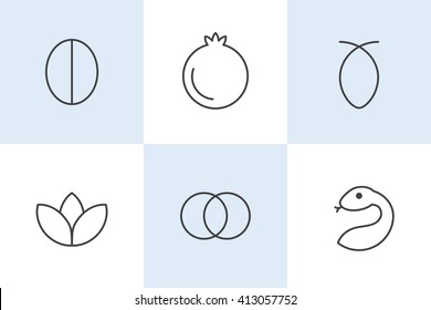 Vector set of a vagina symbols. Creative collection of a hand drawn icons 
