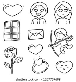 vector set of valentine cartoon