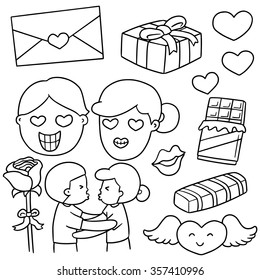 vector set of valentine cartoon