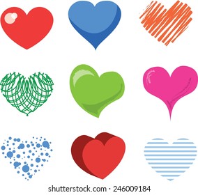 Vector set of valentine hearts