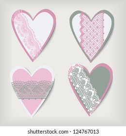 vector set valentine  lace hearts