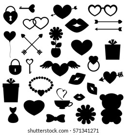 Vector set of Valentine silhouettes