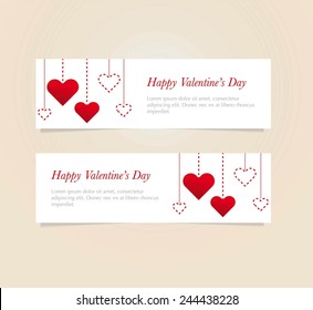 Vector set of  Valentine`s day banners with heart pattern background eps 10