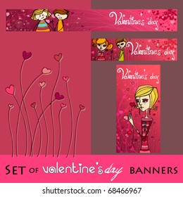 vector set of valentine's day banners