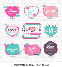 vector set of valentines day Creative quote text template with Heart Shaped colorful background,sticker,label,tag