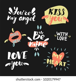 Vector set of Valentine's day. Cute Declaration of love.