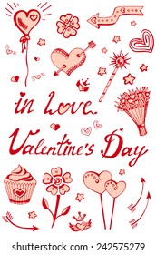 Vector set of Valentine's Day. Vector elements of love. Symbols of love