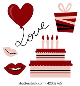 vector set of Valentine's day elements