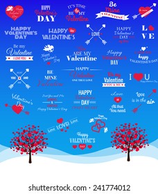 vector set of Valentine's Day emblems and badges 