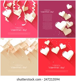 Vector set of Valentine's Day greeting cards - flat design style

