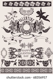 Vector set. Valentine's Design Elements. Elements For Page Decoration