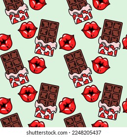 Vector Set of valentines stickers. St valentines day stickers collection. Lips, strawberry, envelope, love potion, chocolate, Cupid's arrow. 
Stickers for laptop, phone, printable pattern.