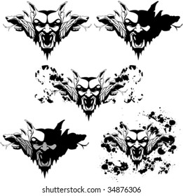 vector set of a vampire golem with different textures and decorations