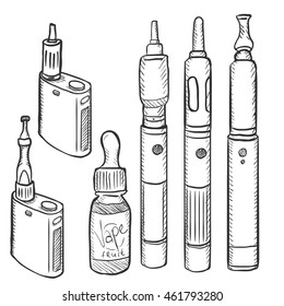 Vector Set of Vape Devices. Electronic Cigarettes.
