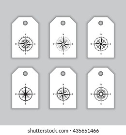 Vector set of variations of the geo mark Wind Rose. Vector compass. Rose Wind in lineal style. Perfect image for Columbus Day.
