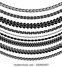Vector Set of Variety Chain Silhouettes Isolated on White Background