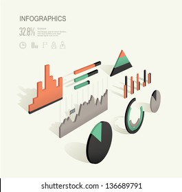 Vector set of various 3d inforgraphic charts