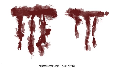 Vector Set of various blood splatters, drops and trail,Halloween concept : Blood dripping. Blood on white background.