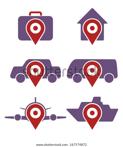 Vector set of various booking icons, accommodation, and
transportation 
