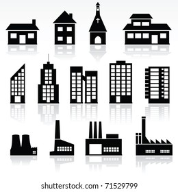 vector set of various buildings