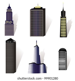 vector set of various buildings illustration