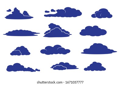vector set of various clouds - cloud shapes in atmosphere