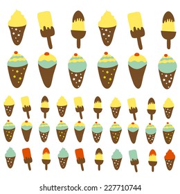 Vector set of various colorful ice creams