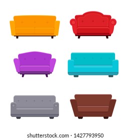 Vector set of various couches, isolated on white background 