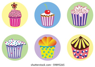 vector set of various cupcakes