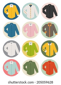 Vector set of various dress shirt icons 