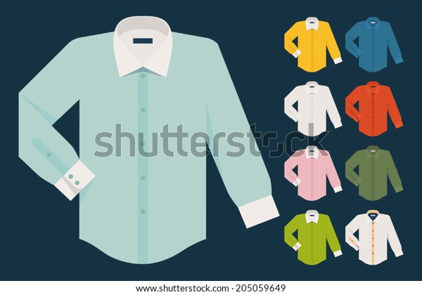 Vector set of various dress\
shirts 