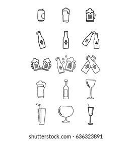 Vector set of various drink glasses