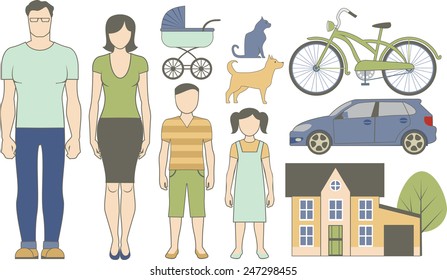 Vector set of various family infographics objects