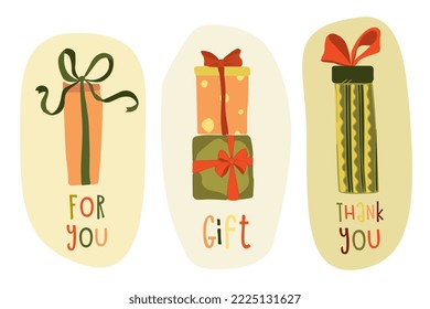 Vector set of various gift boxes. easy to edit. Flat design.