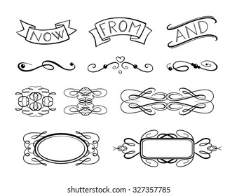 Vector set of various graphic design elements and frames