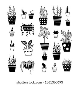 Cute Hand Drawn Vector Cactuse Pots Stock Vector (Royalty Free) 287741009