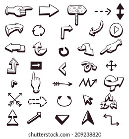 Vector set of various hand drawn arrows
