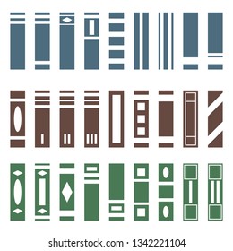 Vector Set of Various Kinds of Books. Side View. Books collection for bookshelf. Vector illustration isolated on white background for Design, Web.