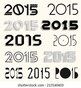 Vector set of various lettering 2015 for design 