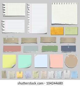 Vector set of various notes paper