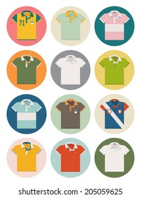 Vector set of various polo shirt icons 