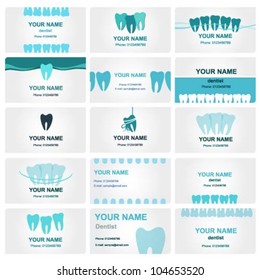 Vector set of various professional business cards for dentists