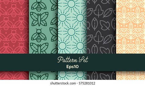 Vector set of various seamless natural patterns