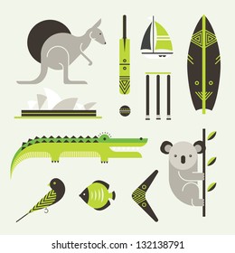 Vector Set Of Various Stylized Australia Icons