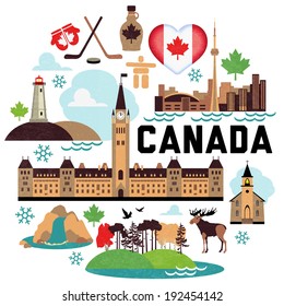 Vector set of various stylized canada icons