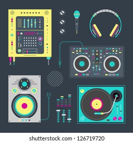 Vector set of various stylized dj icons