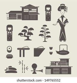 VEctor set of various stylized japanese icons